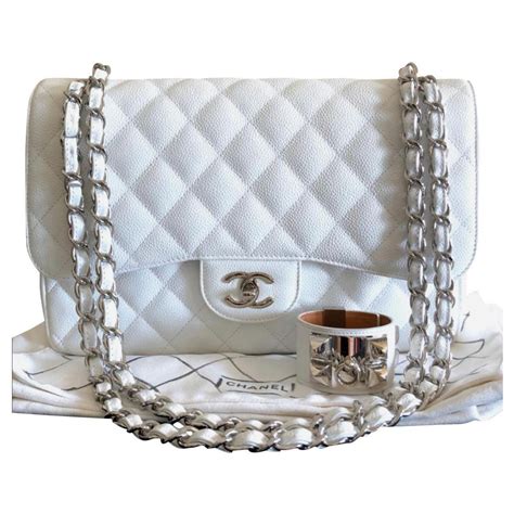 Chanel white classic flap bag